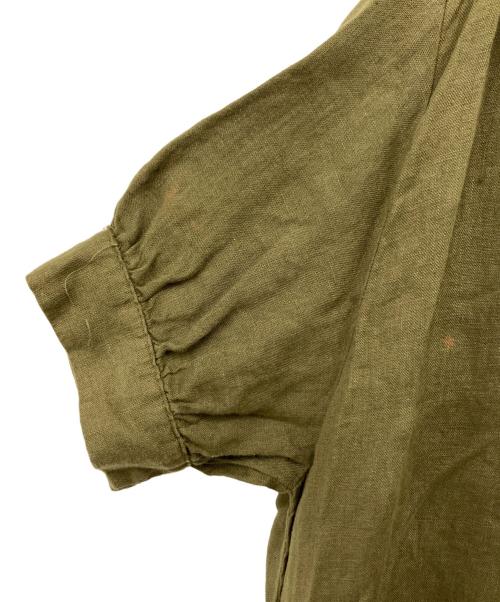 fog linen work（フォグリネンワーク）fog linen work (フォグリネンワーク) リネンバンドカラーワンピース オリーブ サイズ:Fの古着・服飾アイテム