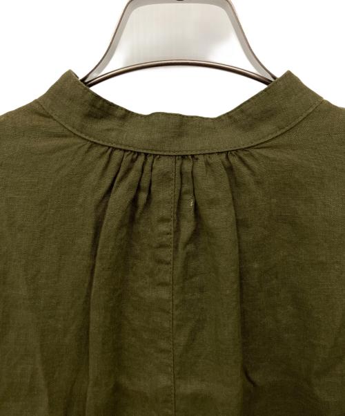fog linen work（フォグリネンワーク）fog linen work (フォグリネンワーク) リネンバンドカラーワンピース オリーブ サイズ:Fの古着・服飾アイテム