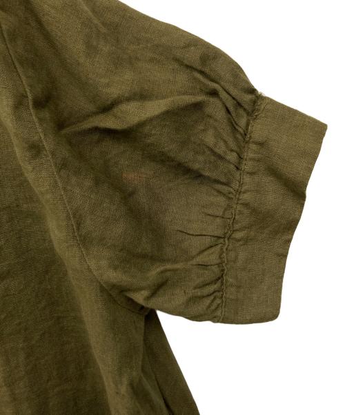fog linen work（フォグリネンワーク）fog linen work (フォグリネンワーク) リネンバンドカラーワンピース オリーブ サイズ:Fの古着・服飾アイテム