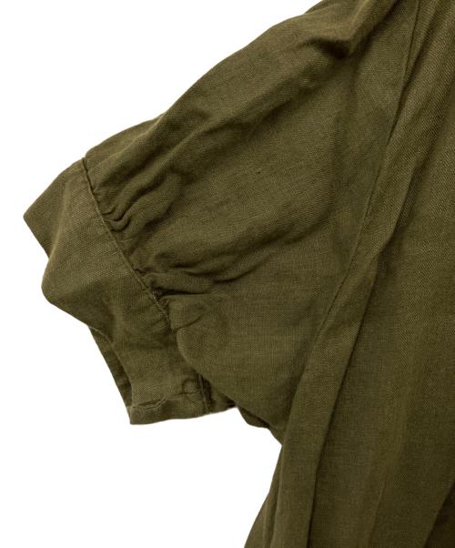 fog linen work（フォグリネンワーク）fog linen work (フォグリネンワーク) リネンバンドカラーワンピース オリーブ サイズ:Fの古着・服飾アイテム