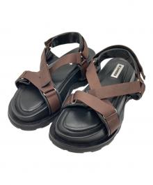 JIL SANDER（ジルサンダー）の古着「クロスストラップサンダル」｜ブラウン×ブラック