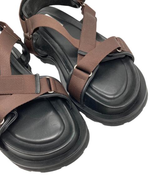 JIL SANDER（ジルサンダー）JIL SANDER (ジルサンダー) クロスストラップサンダル ブラウン×ブラック サイズ:42の古着・服飾アイテム