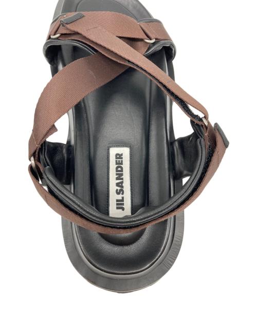 JIL SANDER（ジルサンダー）JIL SANDER (ジルサンダー) クロスストラップサンダル ブラウン×ブラック サイズ:42の古着・服飾アイテム
