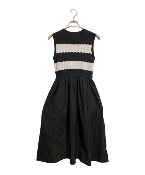 ANAYI（アナイ）ANAYI (アナイ) レーシーニットドッキング ワンピース ホワイト×ブラック サイズ:SIZE 36の古着・服飾アイテム