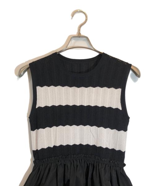 ANAYI（アナイ）ANAYI (アナイ) レーシーニットドッキング ワンピース ホワイト×ブラック サイズ:SIZE 36の古着・服飾アイテム