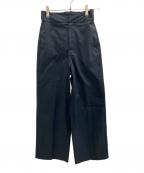 SALON adam et rope'サロンアダムエロペ）の古着「コットンライクスタイルアップワイドパンツ」｜ブラック