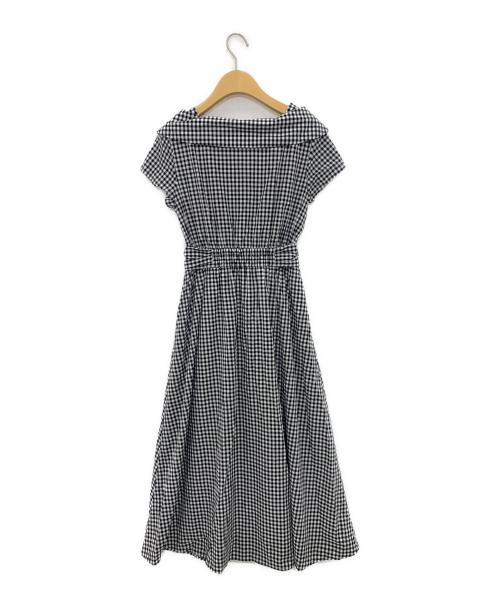STRAWBERRY FIELDS（ストロベリーフィールズ）STRAWBERRY FIELDS (ストロベリーフィールズ) アシンメトリー半袖ギンガムシャツワンピース ブラック×ホワイト サイズ:-の古着・服飾アイテム