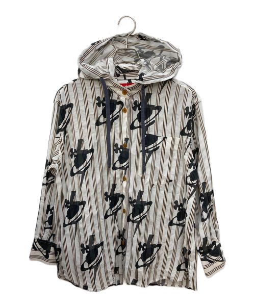 Vivienne Westwood RED LABEL（ヴィヴィアンウエストウッドレッドレーベル）Vivienne Westwood RED LABEL (ヴィヴィアンウエストウッドレッドレーベル) ORB＆BOLTS STRIPEサークルシャツ ホワイト サイズ:SIZE00の古着・服飾アイテム