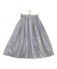 MARNI（マルニ）の古着「ストライプギャザースカート」｜ライトブルー