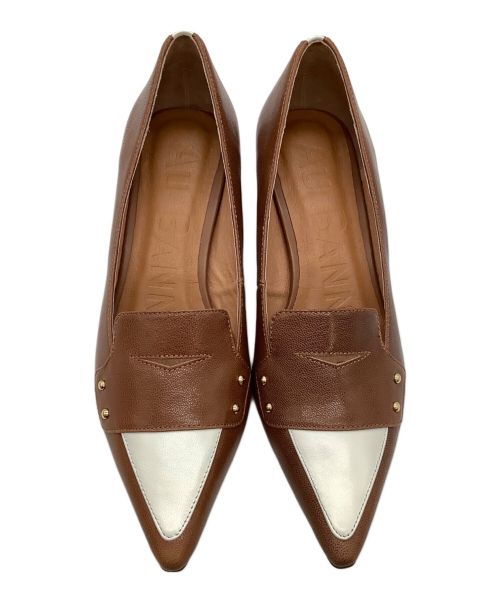 Au BANNISTER（オゥ バニスター）Au BANNISTER (オゥ バニスター) ローファーモチーフミドルパンプス ブラウン サイズ:36の古着・服飾アイテム