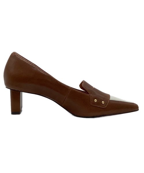 Au BANNISTER（オゥ バニスター）Au BANNISTER (オゥ バニスター) ローファーモチーフミドルパンプス ブラウン サイズ:36の古着・服飾アイテム