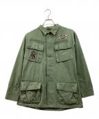 US ARMYユーエスアーミー）の古着「ワッペン カスタム ジャングル ファティーグ ミリタリー ジャケット」｜オリーブ