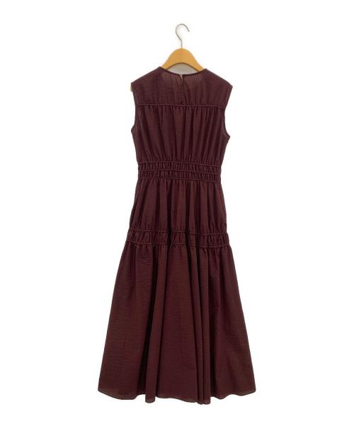 SHIPS（シップス）SHIPS (シップス) シアー サッカー ゴム ギャザー ワンピース ブラウン サイズ:Mの古着・服飾アイテム