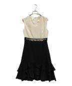 GRACE CLASSグレースクラス）の古着「ラッフルイレギュラーヘムワンピース」｜ホワイト×ブラック