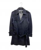 BLACK LABEL CRESTBRIDGEブラックレーベル クレストブリッジ）の古着「チェックウールトレンチコート」｜ネイビー