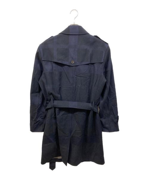 BLACK LABEL CRESTBRIDGE（ブラックレーベル クレストブリッジ）BLACK LABEL CRESTBRIDGE (ブラックレーベル クレストブリッジ) チェックウールトレンチコート ネイビー サイズ:SIZE LLの古着・服飾アイテム