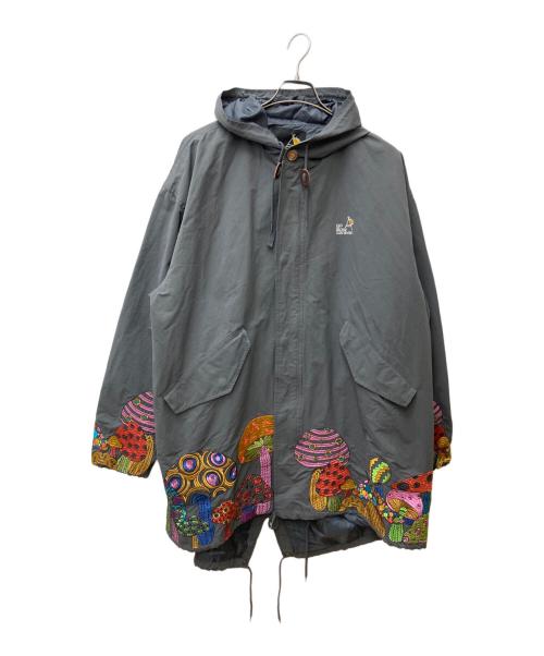go slow caravan（ゴースローキャラバン）go slow caravan (ゴースローキャラバン) コットン/ナイロン パネル刺繍モッズコート グレー サイズ:5の古着・服飾アイテム