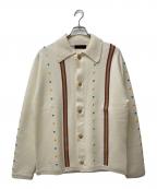 CABANキャバン）の古着「コットンカシミヤ エンブロイダリーポロカーディガン 59-02-41-02001」｜ベージュ