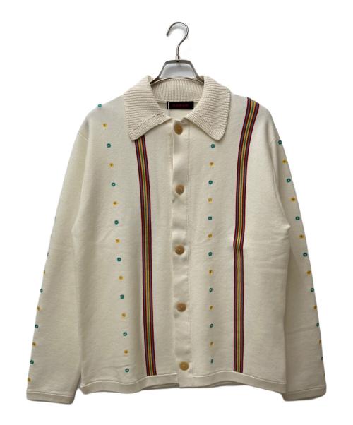 CABAN（キャバン）CABAN (キャバン) コットンカシミヤ エンブロイダリーポロカーディガン 59-02-41-02001 ベージュ サイズ:L 未使用品の古着・服飾アイテム