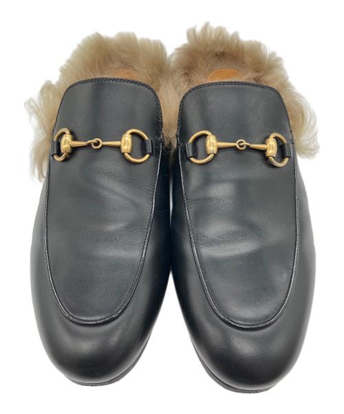 GUCCI（グッチ）GUCCI (グッチ) PRINCETOWNレザースリッパ ブラック サイズ:SIZE37の古着・服飾アイテム