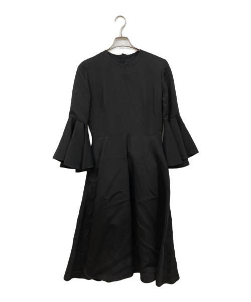 JIL SANDER（ジルサンダー）JIL SANDER (ジルサンダー) フルーテッドスリーブドレス ブラック サイズ:34の古着・服飾アイテム