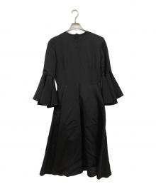 JIL SANDER（ジルサンダー）の古着「フルーテッドスリーブドレス」｜ブラック