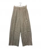 hauntハウント）の古着「リネンワイドパンツ」｜ライトグレー