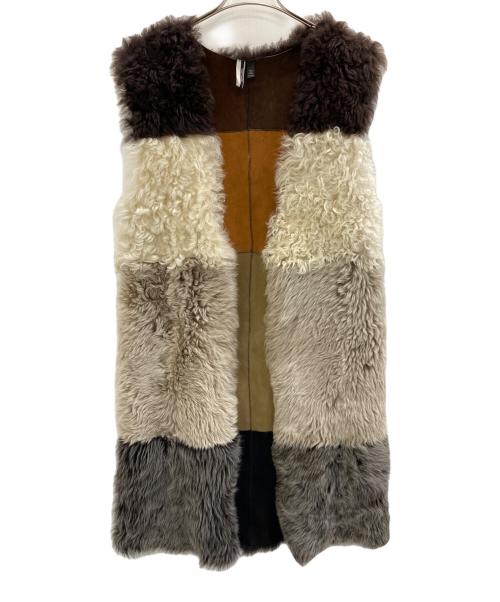 TOPSHOP（トップショップ）TOPSHOP (トップショップ) ムートンベスト ブラウン サイズ:Sの古着・服飾アイテム