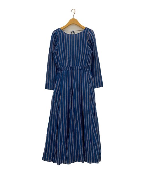 ne quittez pas（ヌキテパ）ne quittez pas (ヌキテパ) COTTON VOILE STRIPE TUCK SLEEVE DRESS ネイビー サイズ:不明の古着・服飾アイテム