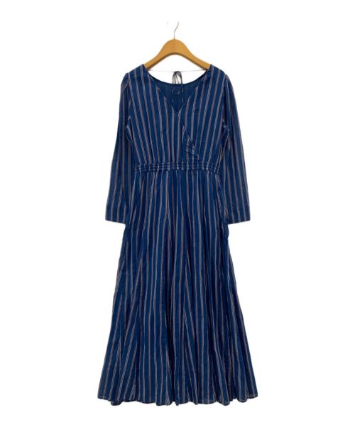 ne quittez pas（ヌキテパ）ne quittez pas (ヌキテパ) COTTON VOILE STRIPE TUCK SLEEVE DRESS ネイビー サイズ:不明の古着・服飾アイテム