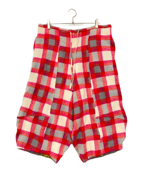 Pero（ペロ）Pero (ペロ) チェック ウールパンツ レッド×ピンク サイズ:36の古着・服飾アイテム