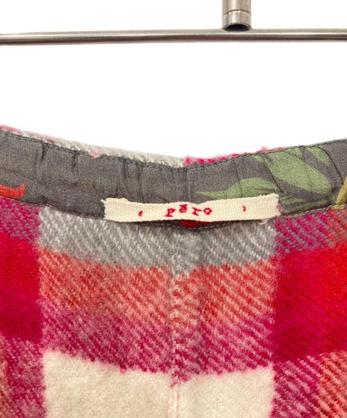 Pero（ペロ）Pero (ペロ) チェック ウールパンツ レッド×ピンク サイズ:36の古着・服飾アイテム