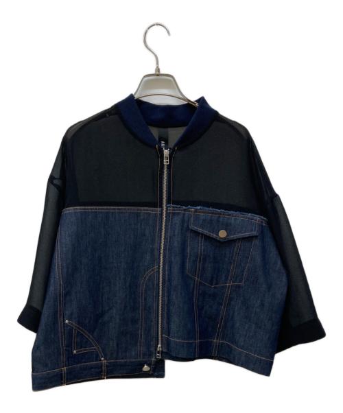 AULA AILA（アウラアイラ）AULA AILA (アウラアイラ) DENIM COMBINATION BLOUSON インディゴ×ブラックの古着・服飾アイテム