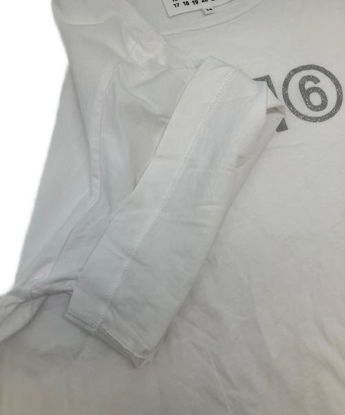 MM6 Maison Margiela（エムエムシックスメゾンマルジェラ）MM6 Maison Margiela (エムエムシックスメゾンマルジェラ) グリッタークルーネックTシャツ ホワイト サイズ:SIZE 14の古着・服飾アイテム