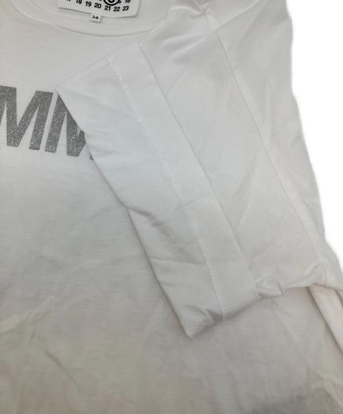 MM6 Maison Margiela（エムエムシックスメゾンマルジェラ）MM6 Maison Margiela (エムエムシックスメゾンマルジェラ) グリッタークルーネックTシャツ ホワイト サイズ:SIZE 14の古着・服飾アイテム
