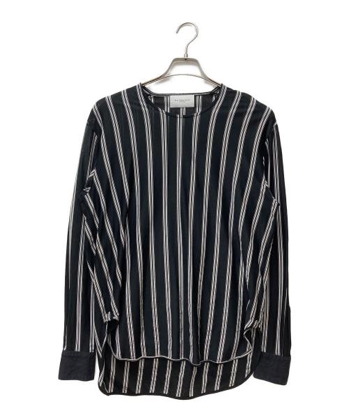 RAINMAKER（レインメーカー）RAINMAKER (レインメーカー) カフス付きストライプロングテールシャツ RM192-011 ブラック サイズ:3の古着・服飾アイテム