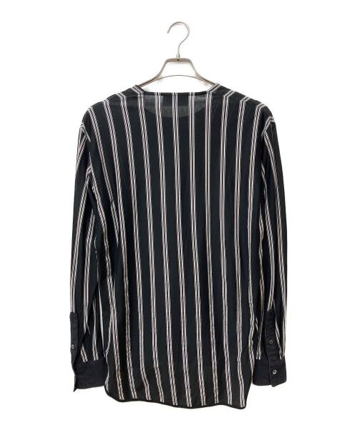 RAINMAKER（レインメーカー）RAINMAKER (レインメーカー) カフス付きストライプロングテールシャツ RM192-011 ブラック サイズ:3の古着・服飾アイテム