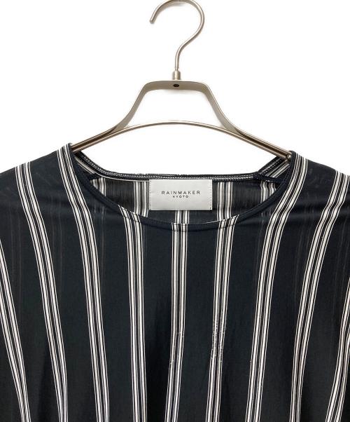 RAINMAKER（レインメーカー）RAINMAKER (レインメーカー) カフス付きストライプロングテールシャツ RM192-011 ブラック サイズ:3の古着・服飾アイテム