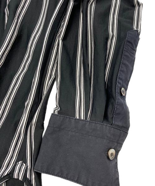 RAINMAKER（レインメーカー）RAINMAKER (レインメーカー) カフス付きストライプロングテールシャツ RM192-011 ブラック サイズ:3の古着・服飾アイテム