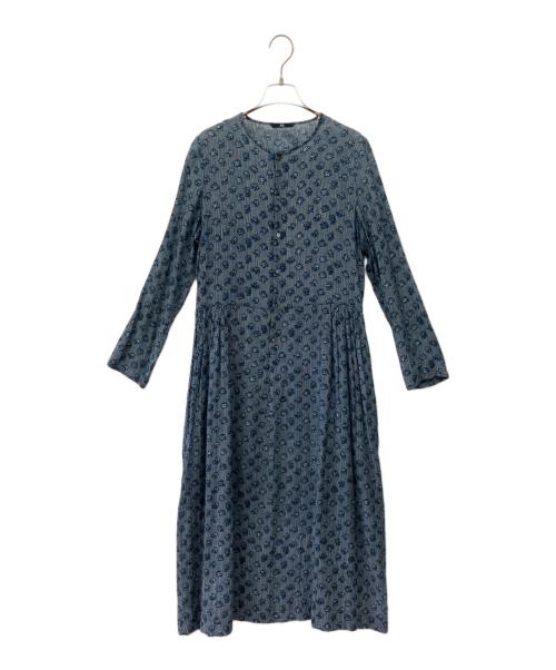 45R（フォーティファイブ・アール）45R (フォーティファイブ・アール) インディゴ染花柄ワンピース インディゴの古着・服飾アイテム