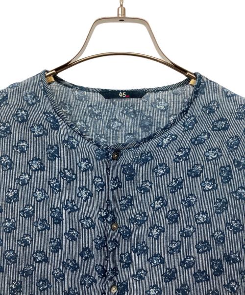 45R（フォーティファイブ・アール）45R (フォーティファイブ・アール) インディゴ染花柄ワンピース インディゴの古着・服飾アイテム