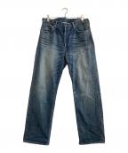VISVIMビズビム）の古着「ユーズド加工デニムパンツ　FLUXUS 01D3　パイソンパッチ」｜インディゴ