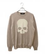 HYDROGENハイドロゲン）の古着「スカルクルーネックニット」｜ベージュ