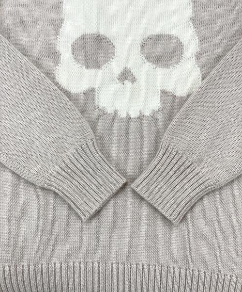 HYDROGEN（ハイドロゲン）HYDROGEN (ハイドロゲン) スカルクルーネックニット ベージュ サイズ:Ｍの古着・服飾アイテム