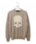 HYDROGEN（ハイドロゲン）の古着「スカルクルーネックニット」｜ベージュ