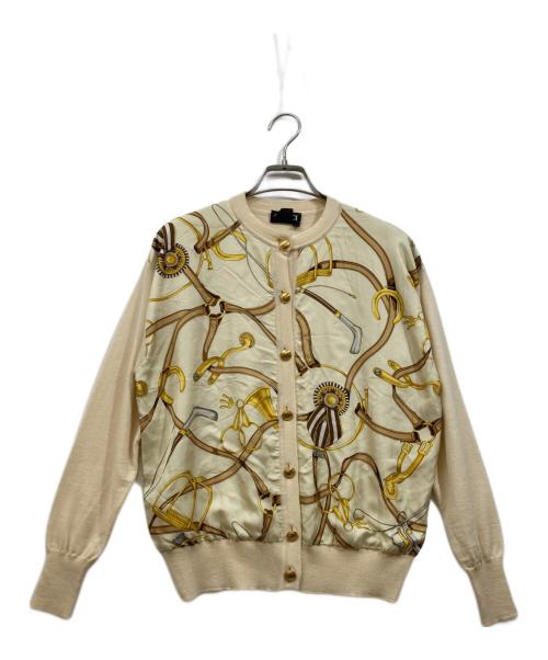 GUCCI（グッチ）GUCCI (グッチ) シルク切替ニットカーディガン ベージュ サイズ:Mの古着・服飾アイテム