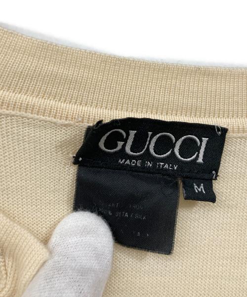 GUCCI（グッチ）GUCCI (グッチ) シルク切替ニットカーディガン ベージュ サイズ:Mの古着・服飾アイテム