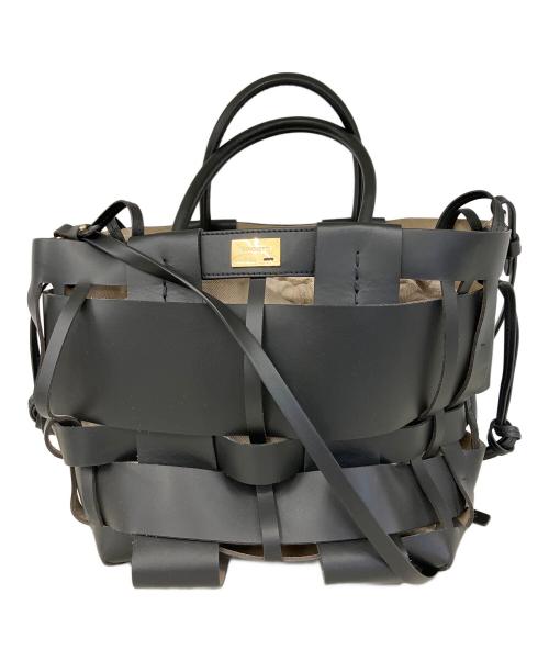 ZANCHETTI（ザンケッティー）ZANCHETTI (ザンケッティー) WOVEN MIDI SHOPPER ブラックの古着・服飾アイテム