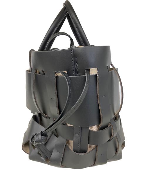 ZANCHETTI（ザンケッティー）ZANCHETTI (ザンケッティー) WOVEN MIDI SHOPPER ブラックの古着・服飾アイテム