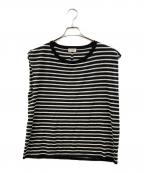 Saint Laurent Parisサンローランパリ）の古着「ボーダーノースリーブニット」｜ブラック